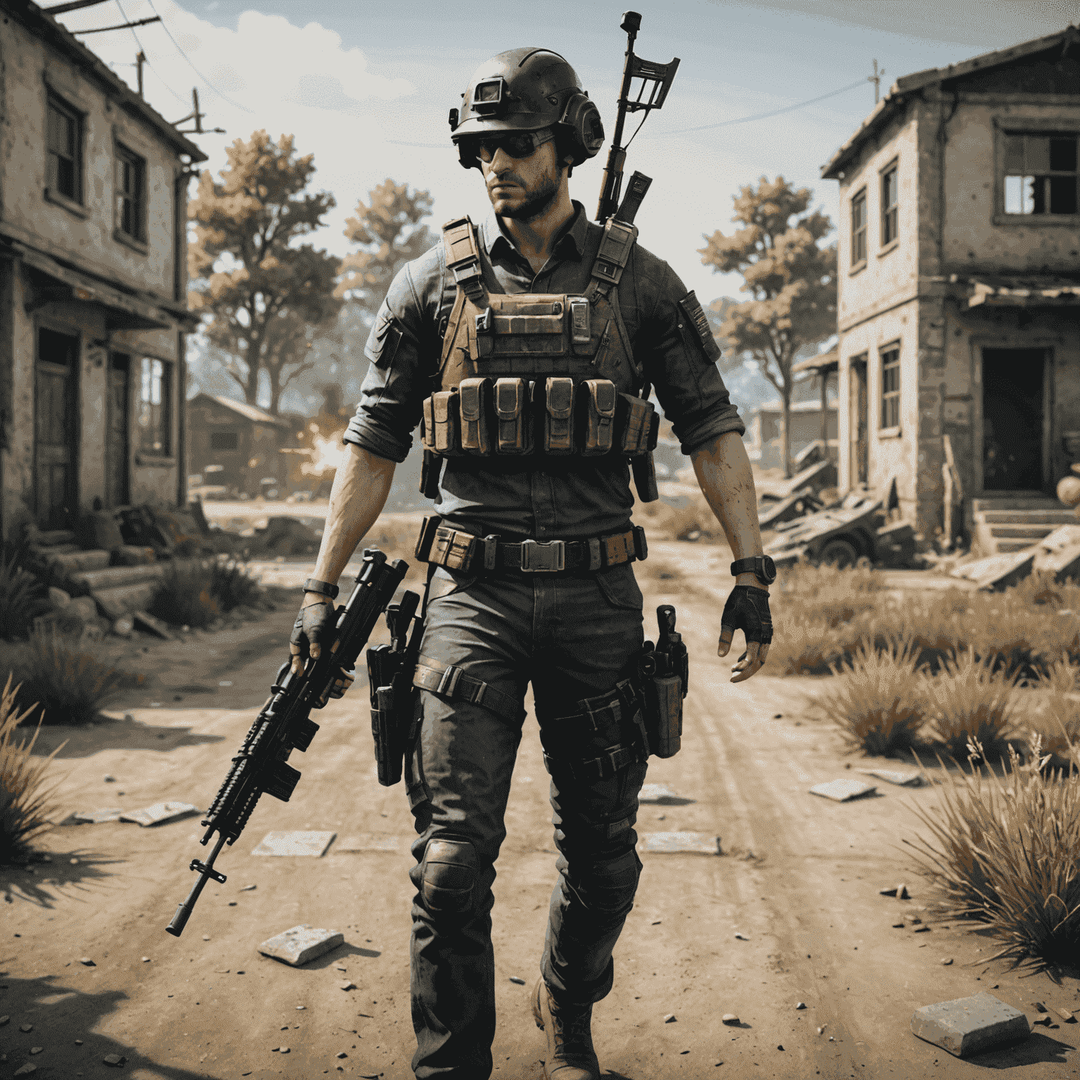 Εικόνα που δείχνει ένα χαρακτήρα PUBG Mobile σε δράση με επεξηγηματικά βέλη για προχωρημένες τακτικές